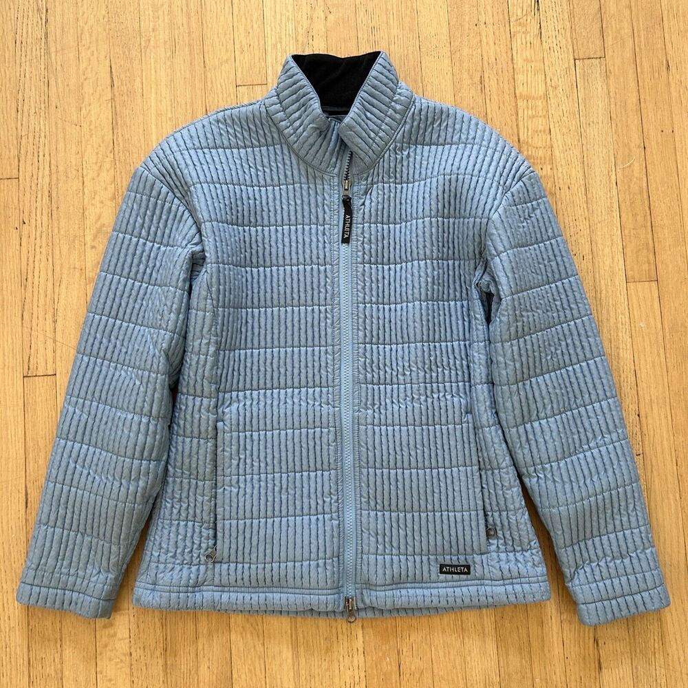 Athleta Quilted Blue  Lightweight Jacket Women Small Full Zip Insulated